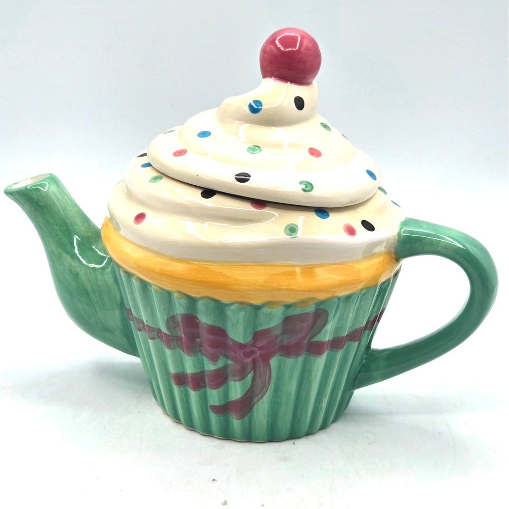 Cupcake Teapot Vanilla with Sprinkles and Cherry on Top by Century